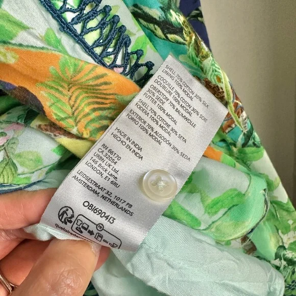 Anthropologie Long-Sleeve Printed Maxi Shirt Dress Jungle Print - Picture 14 of 14